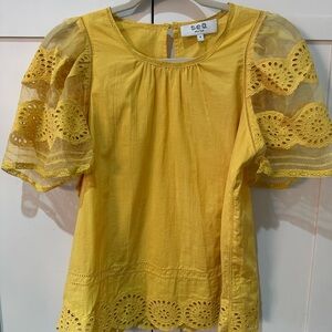 Sea New York Yellow Eyelet Blouse